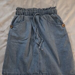 SHEIN Light Blue A-Line Skirt with Button Accents